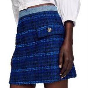 Sandro Blue Checkered Mini Skirt